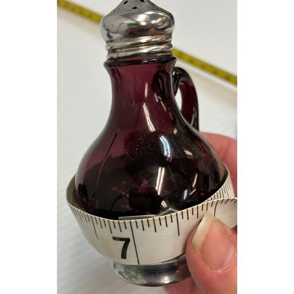 1930s Amethyst Cambridge Glass Insert Krome-Kraft Salt & Pepper Shakers AAA3278 - Picture 16 of 16